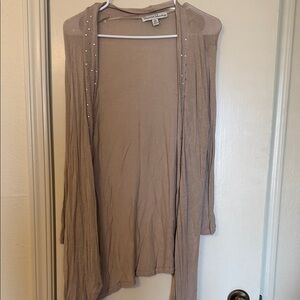 French Laundry Beige Cardigan with Stud Accents